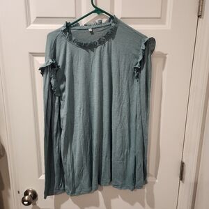 Women's Ruffled Teal Top